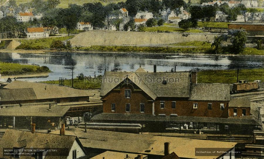 Postcard: Intersection of White and Connecticut Rivers and Union Station, White River Junction, Vermont